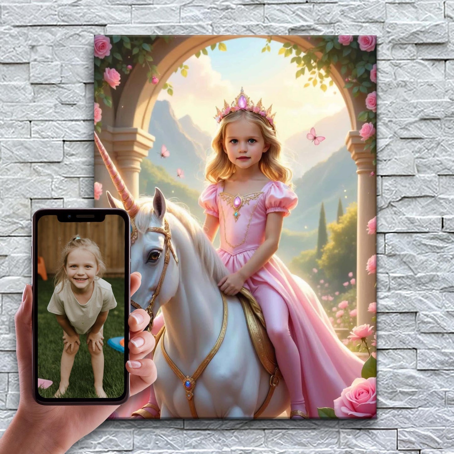 La princesse à la licorne dans son royaume fleuri