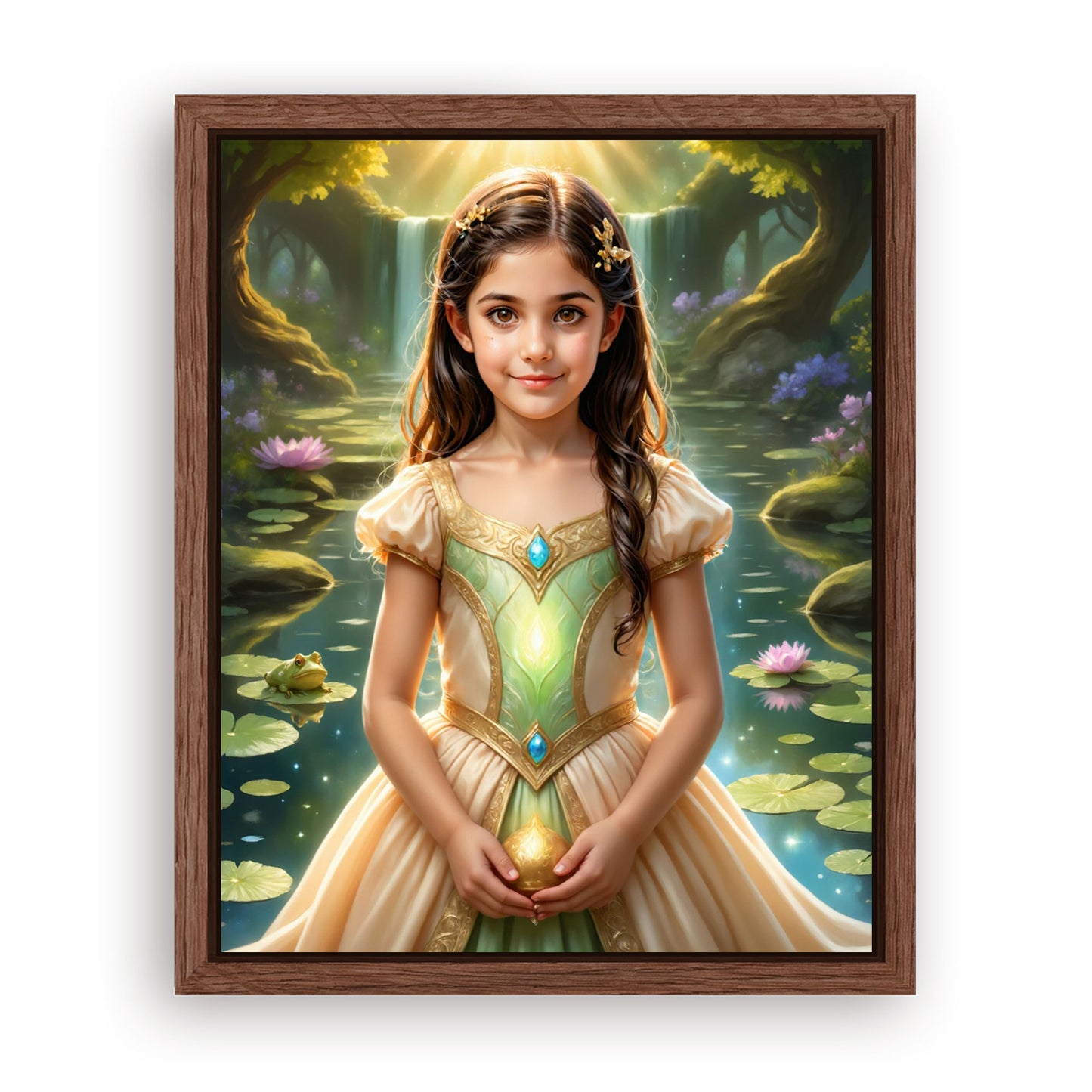 Save 33% When You Add A Frame To Your 10x08 'The Frog Princess by the Pond' Canvas Now