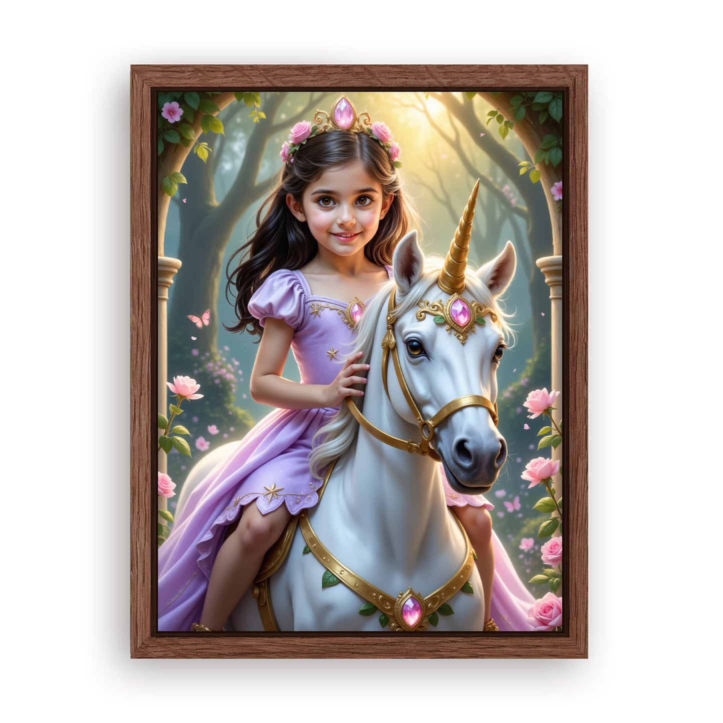 Save 40% When You Add A Frame To Your 12x16 'The Rose Blossom Unicorn Princess' Canvas Now