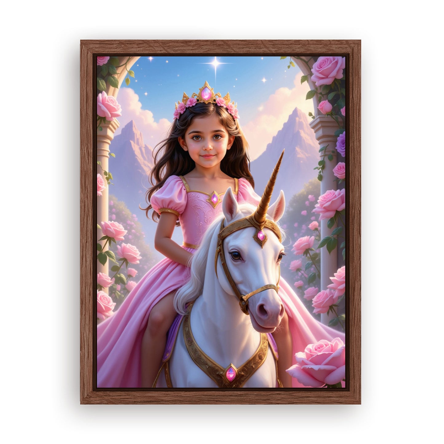 Save 33% When You Add A Frame To Your 18x24 'The Majestic Blossom Unicorn Princess' Canvas Now