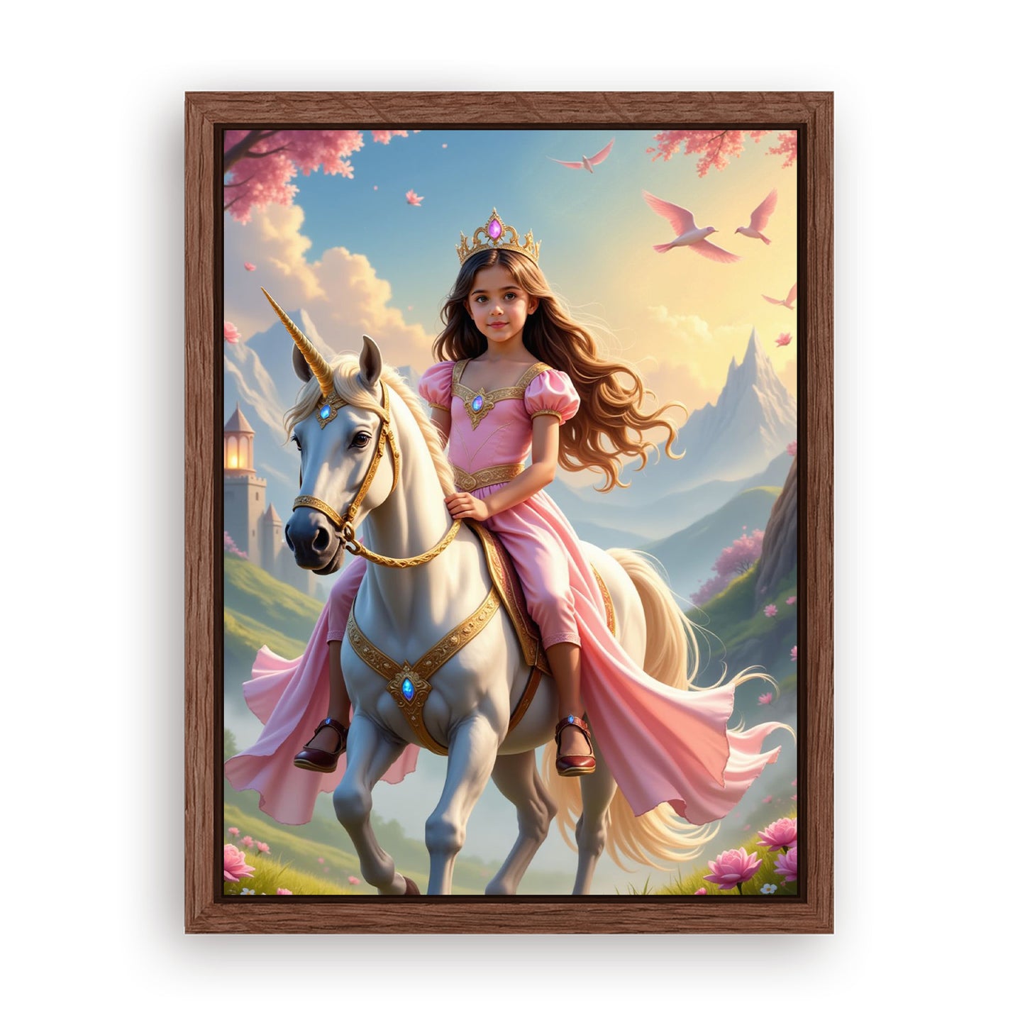 Save 33% When You Add A Frame To Your 18x24 'The Pink Unicorn Princess' Canvas Now