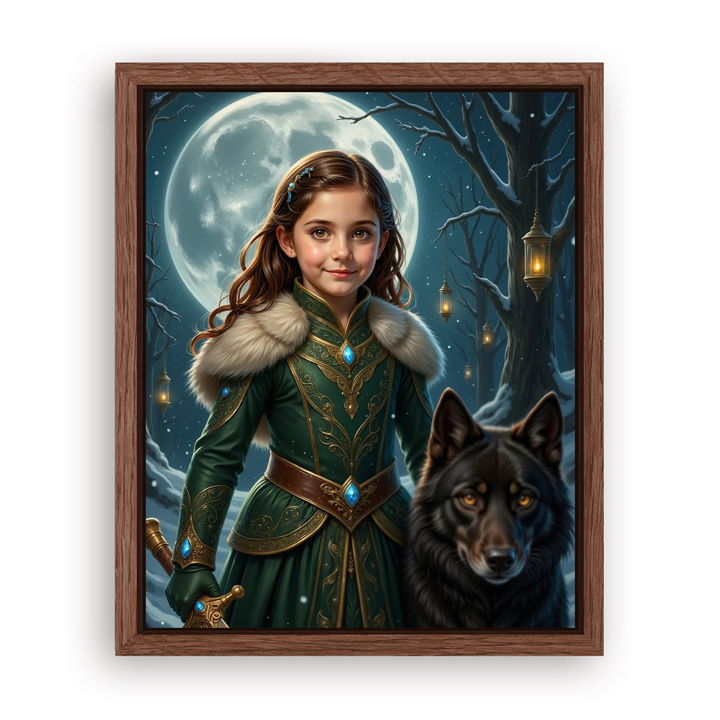 Make Your 16x20 Inches 'The Wolf Princess' Canvas Even More Special, Add a Beautiful Premium Frame & Make It Truly Gift-Ready!
