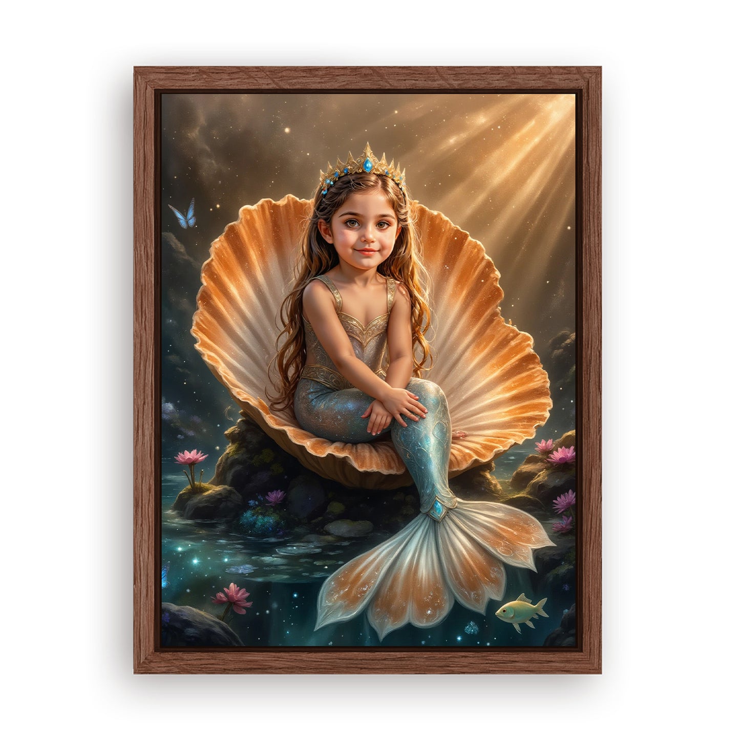 Save 33% When You Add A Frame To Your 18x24 'The Seashell Princess' Canvas Now