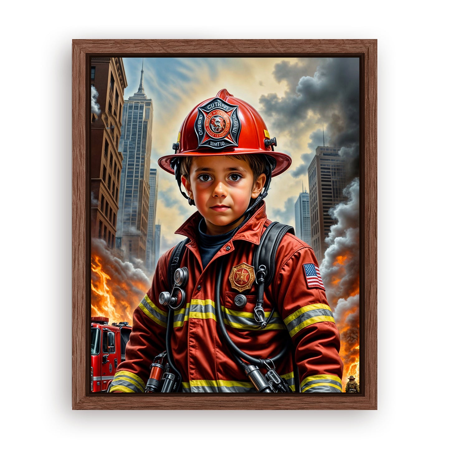 Make Your 16x20 Inches 'The Firefighter Hero' Canvas Even More Special, Add a Beautiful Premium Frame & Make It Truly Gift-Ready!