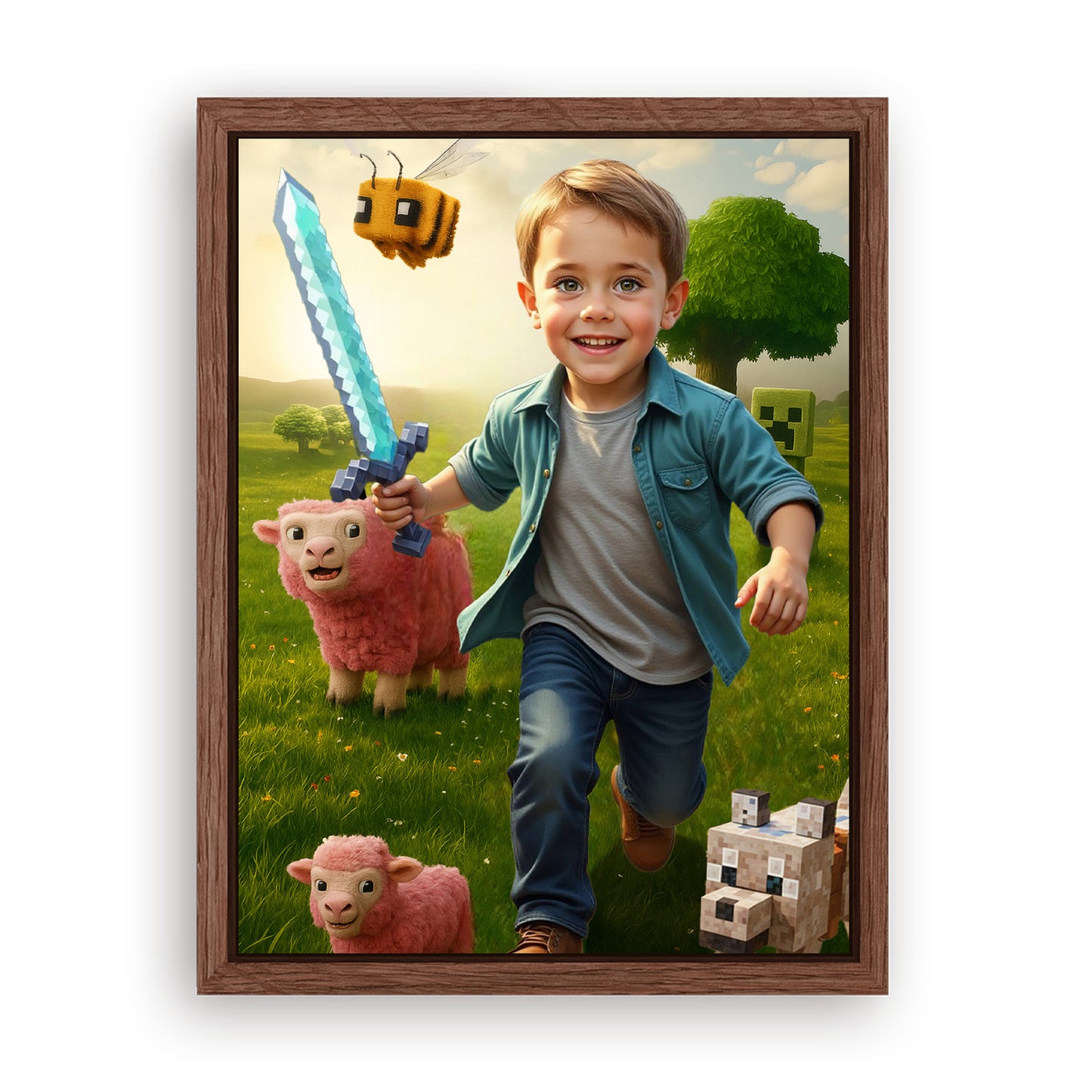 Save 33% When You Add A Frame To Your 12x16 'The Minecraft Kid' Canvas Now