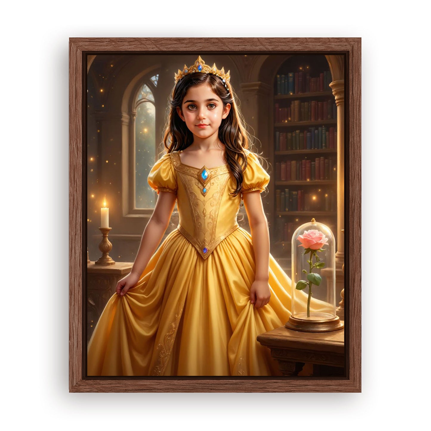 Save 33% When You Add A Frame To Your 16x20 'The Beauty and the Enchanted Rose' Canvas Now