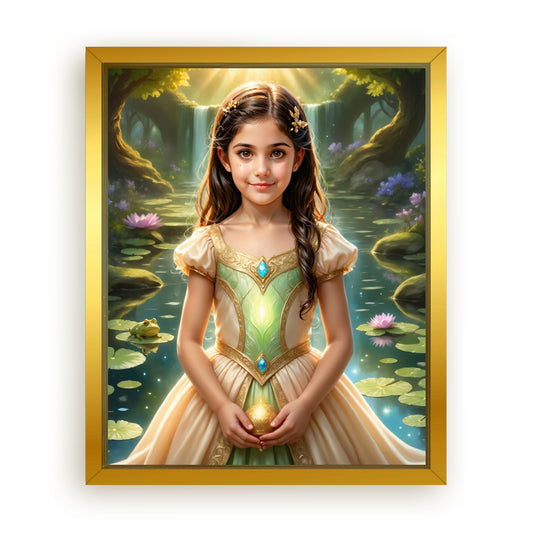 Save 33% When You Add A Frame To Your 10x08 'The Frog Princess by the Pond' Canvas Now