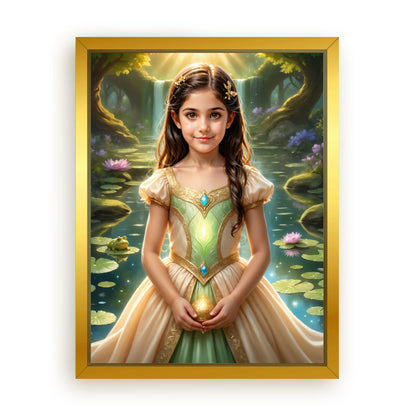 Save 33% When You Add A Frame To Your 12x16 'The Frog Princess by the Pond' Canvas Now