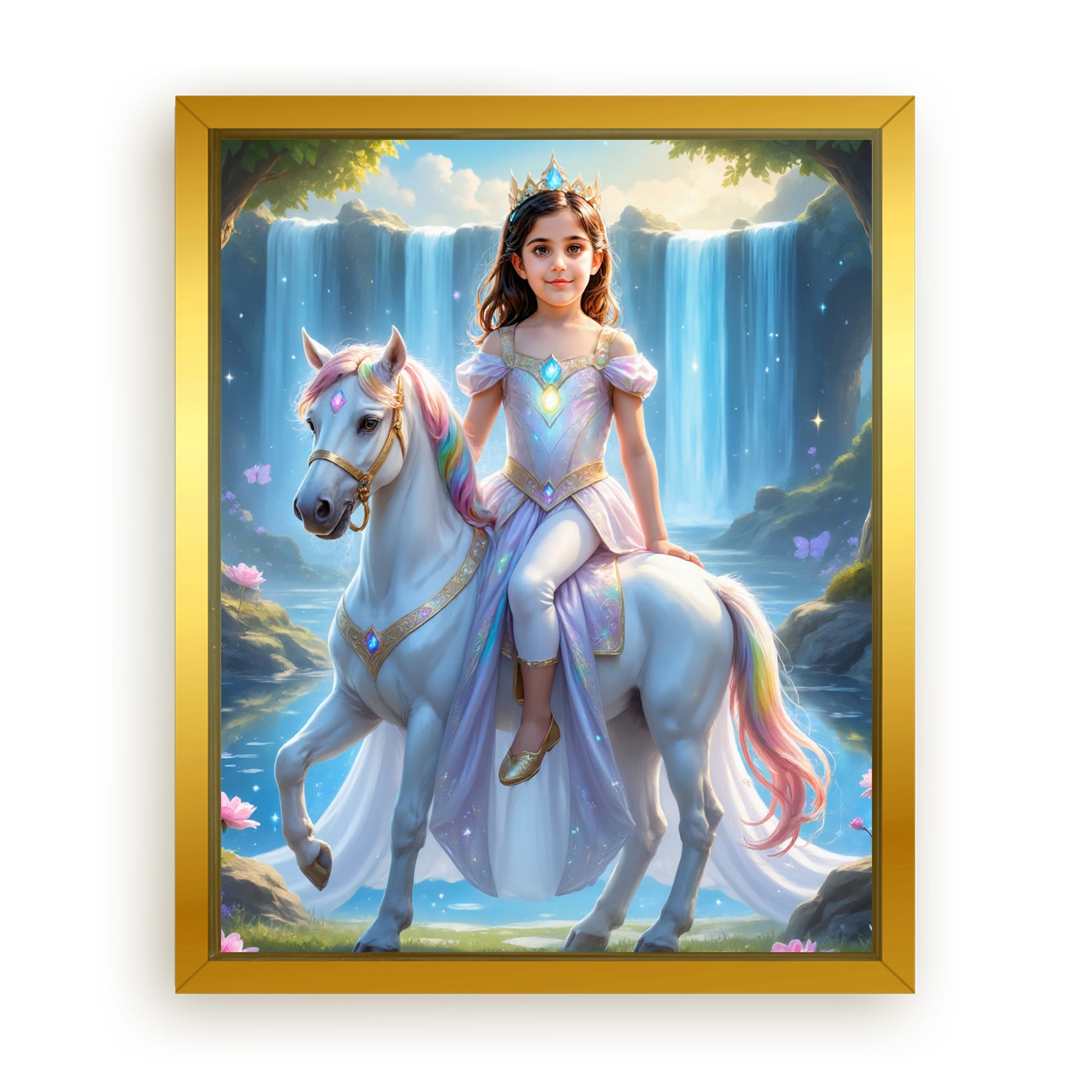 Save 33% When You Add A Frame To Your 16x20 'The Unicorn Rider Princess' Canvas Now