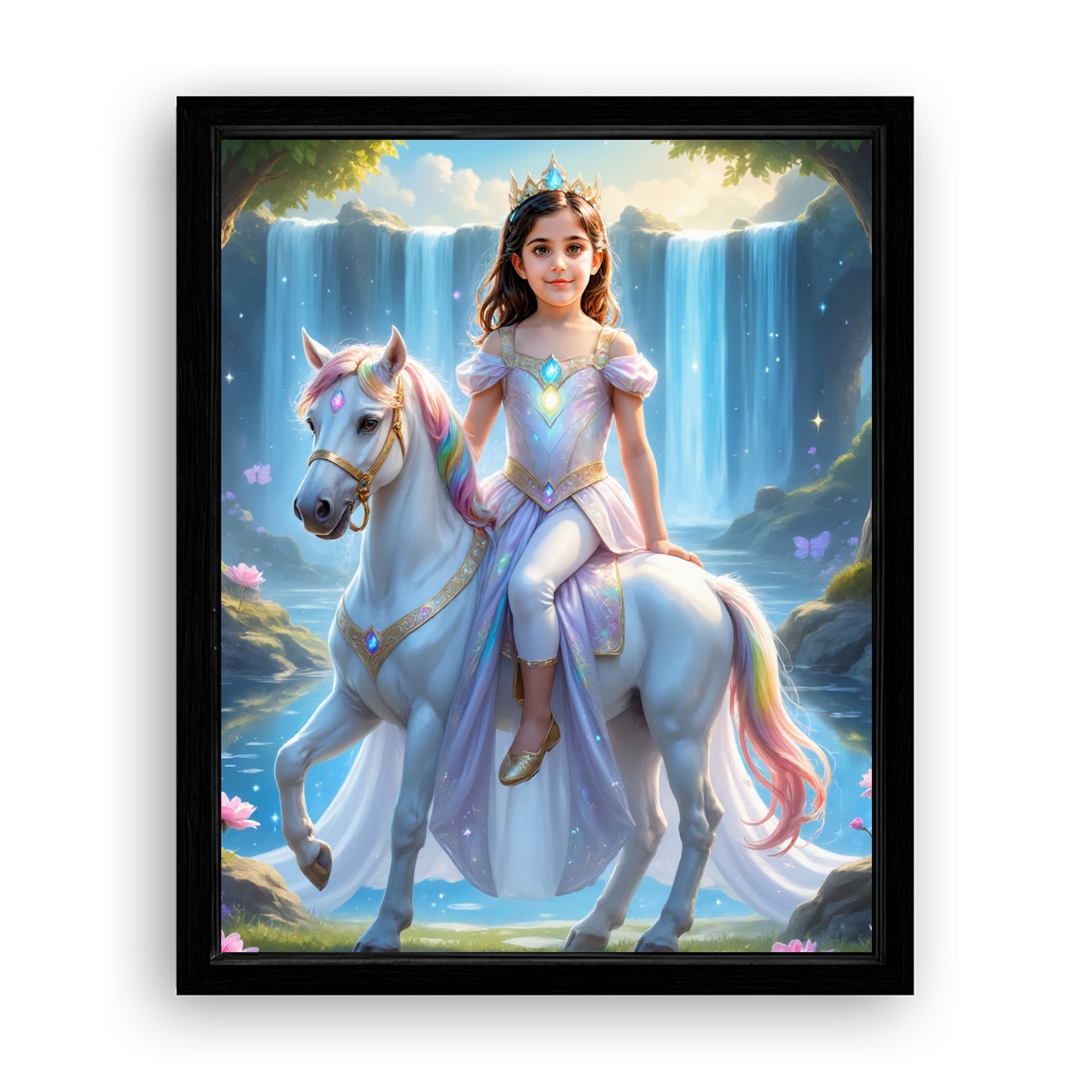 Save 33% When You Add A Frame To Your 10x08 'The Unicorn Rider Princess' Canvas Now