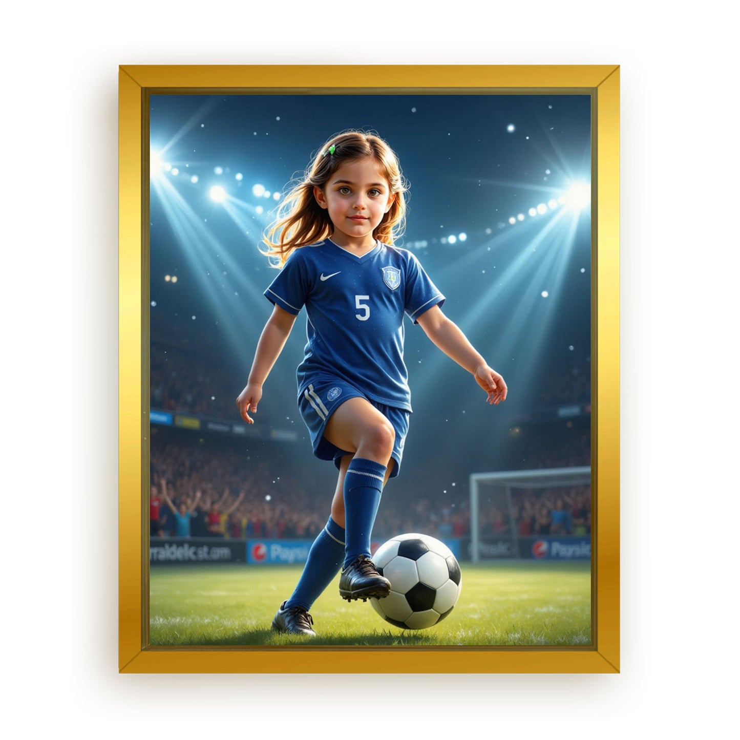 Save 33% When You Add A Frame To Your 10x08 'The Soccer Striker' Canvas Now