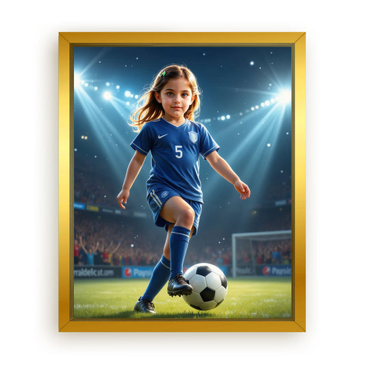 Save 33% When You Add A Frame To Your 16x20 'The Soccer Striker' Canvas Now
