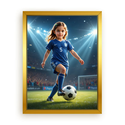 Save 33% When You Add A Frame To Your 18x24 'The Soccer Striker' Canvas Now