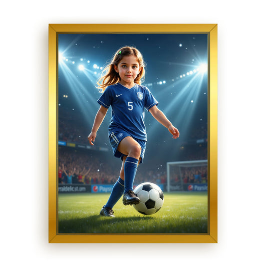 Save 33% When You Add A Frame To Your 18x24 'The Soccer Striker' Canvas Now