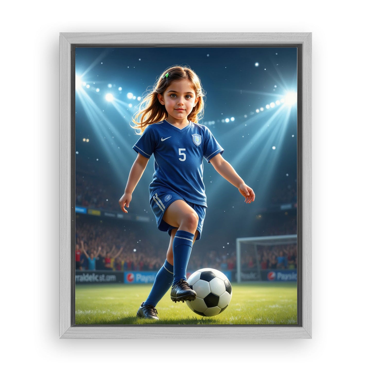 Save 33% When You Add A Frame To Your 16x20 'The Soccer Striker' Canvas Now
