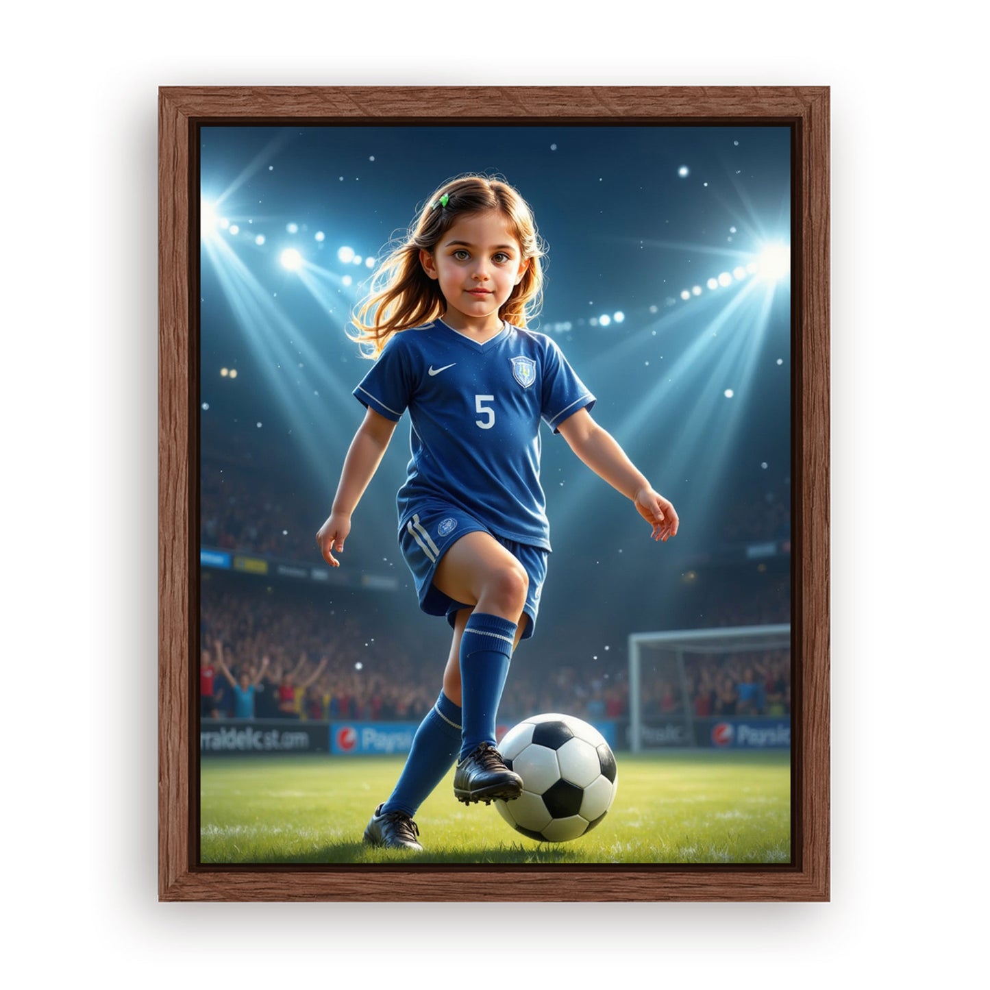 Save 33% When You Add A Frame To Your 16x20 'The Soccer Striker' Canvas Now