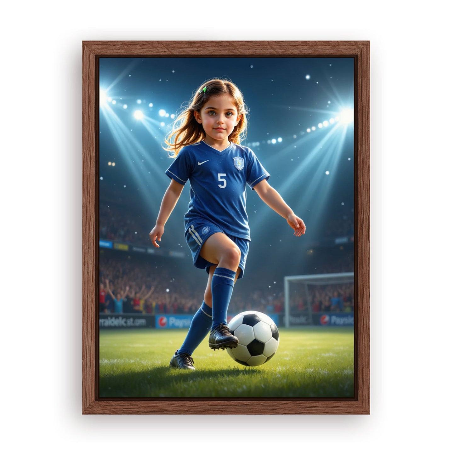 Save 33% When You Add A Frame To Your 12x16 'The Soccer Striker' Canvas Now