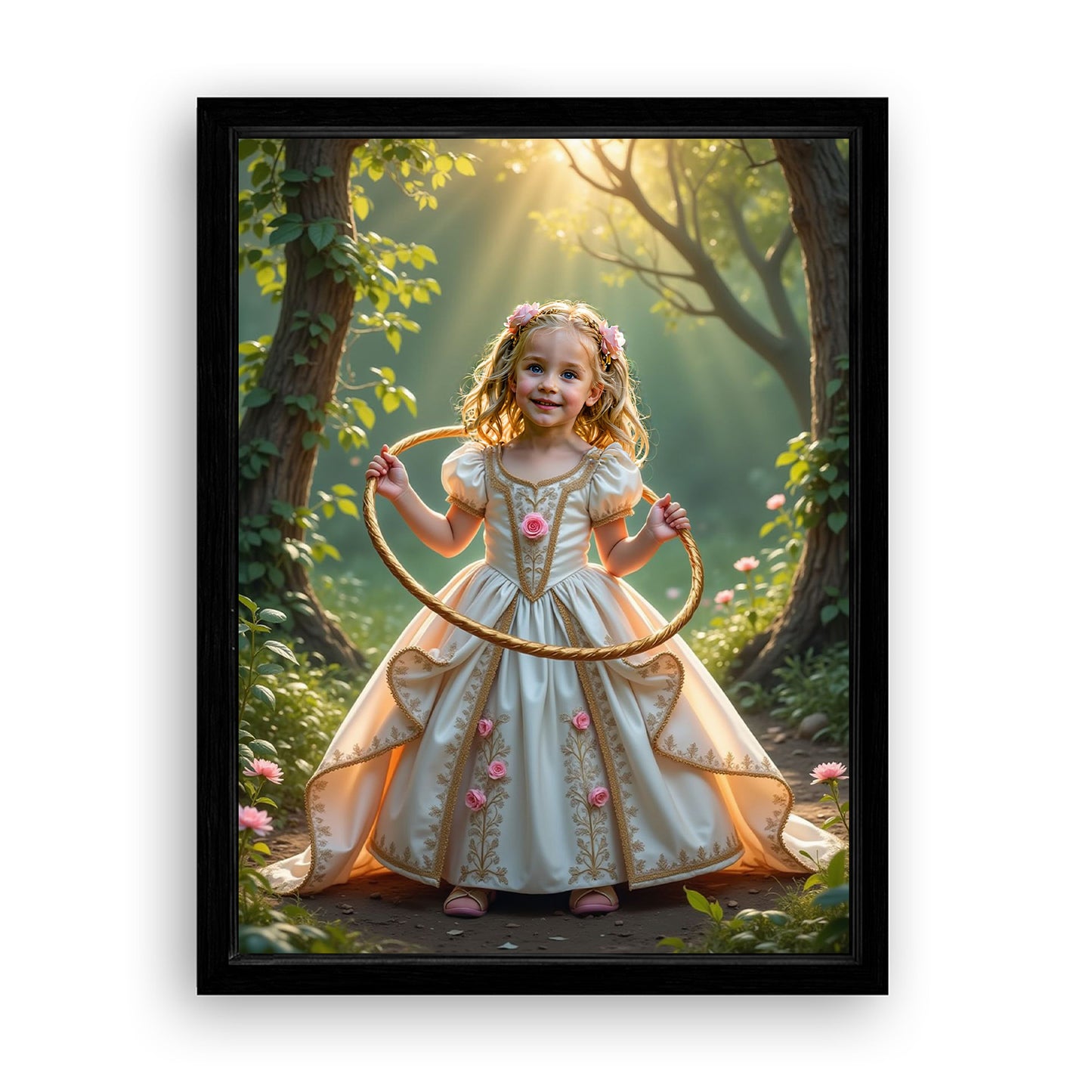 Save 33% When You Add A Frame To Your 12x16 'The Playful Princess' Canvas Now