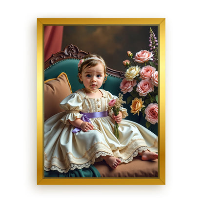 Save 33% When You Add A Frame To Your 18x24 'The Little Girl with Flowers' Canvas Now