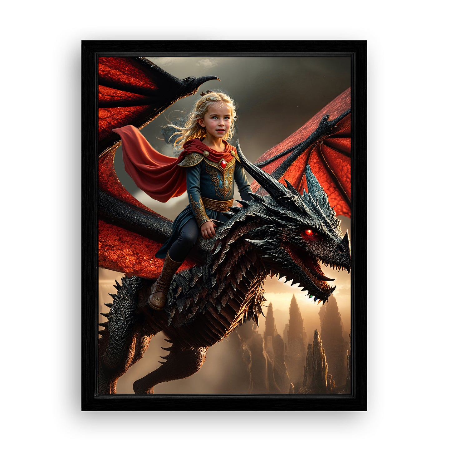 Save 33% When You Add A Frame To Your 18x24 'The Dragon Rider' Canvas Now