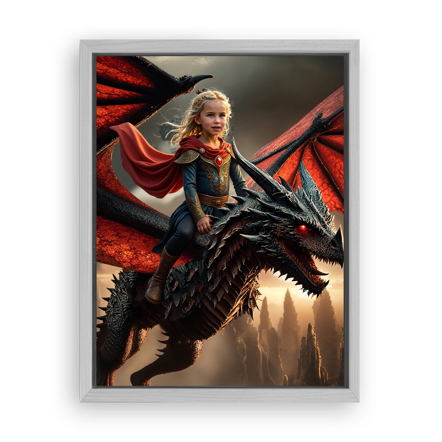 Save 33% When You Add A Frame To Your 12x16 'The Dragon Rider' Canvas Now