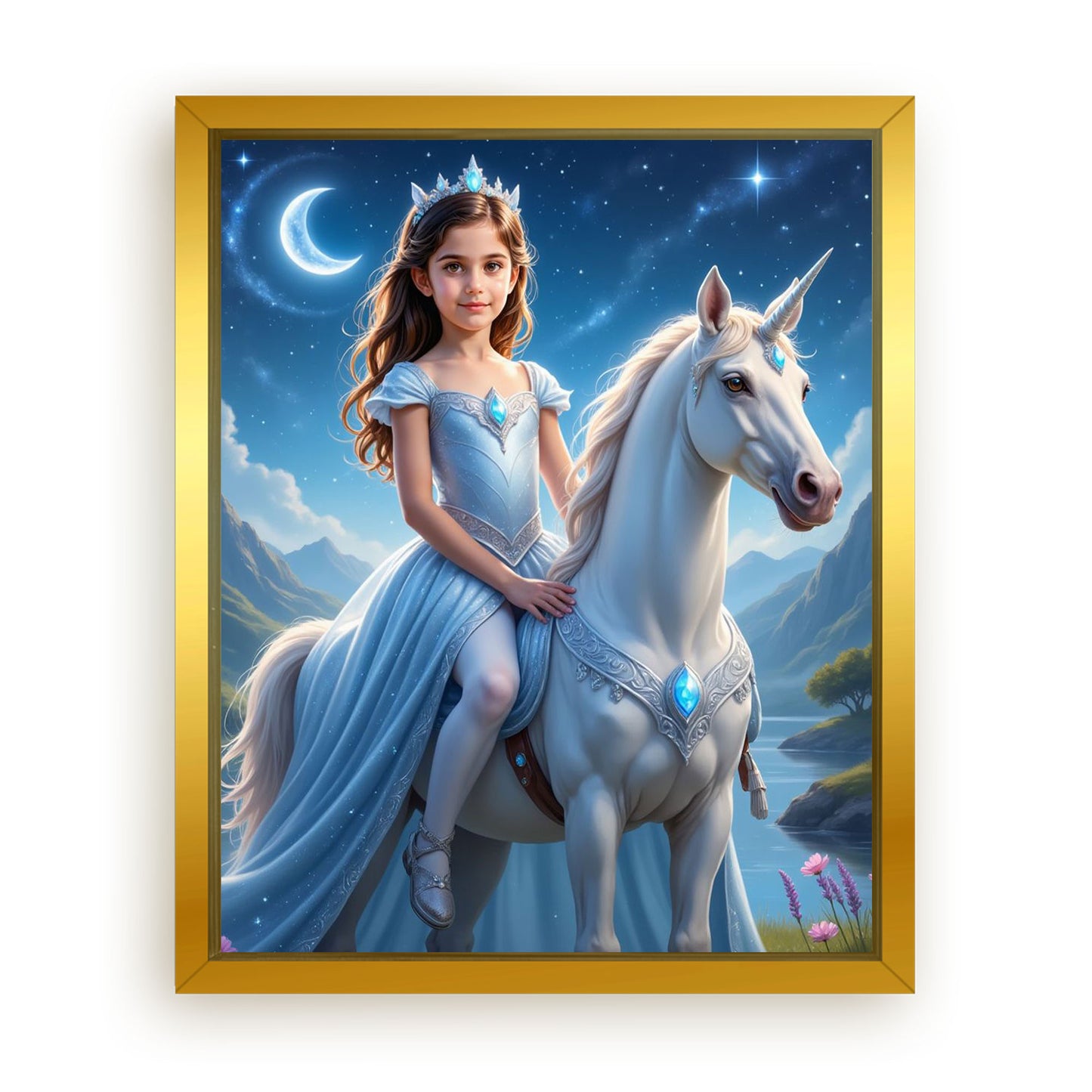 Save 33% When You Add A Frame To Your 16x20 'The Star Galaxy Unicorn Princess' Canvas Now