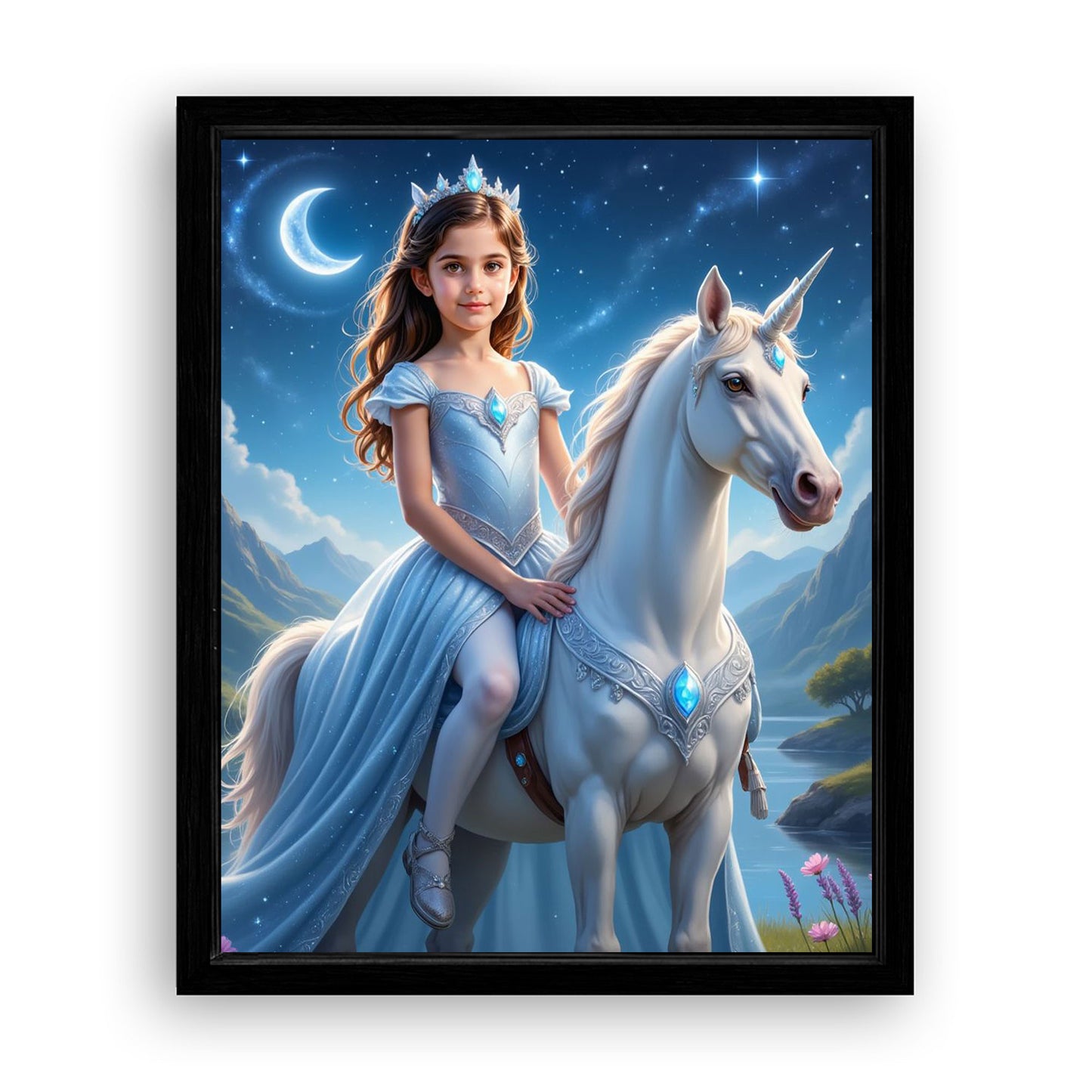 Save 33% When You Add A Frame To Your 16x20 'The Star Galaxy Unicorn Princess' Canvas Now