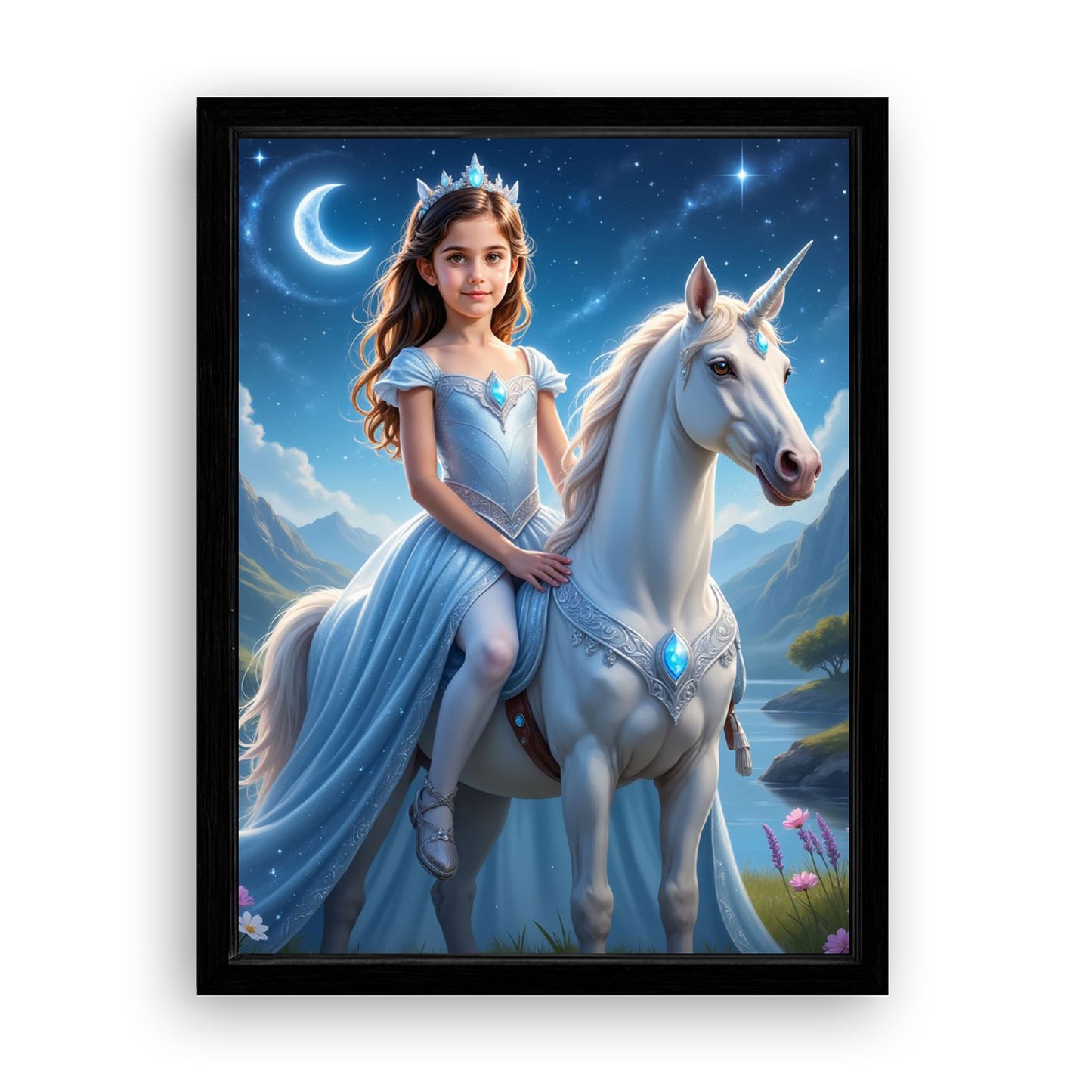 Save 33% When You Add A Frame To Your 18x24 'The Star Galaxy Unicorn Princess' Canvas Now