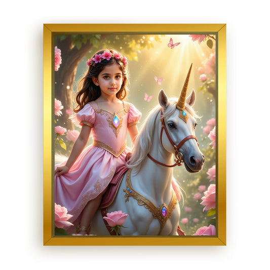 Save 40% When You Add A Frame To Your 10x08 'The Roselight Unicorn Princess' Canvas Now