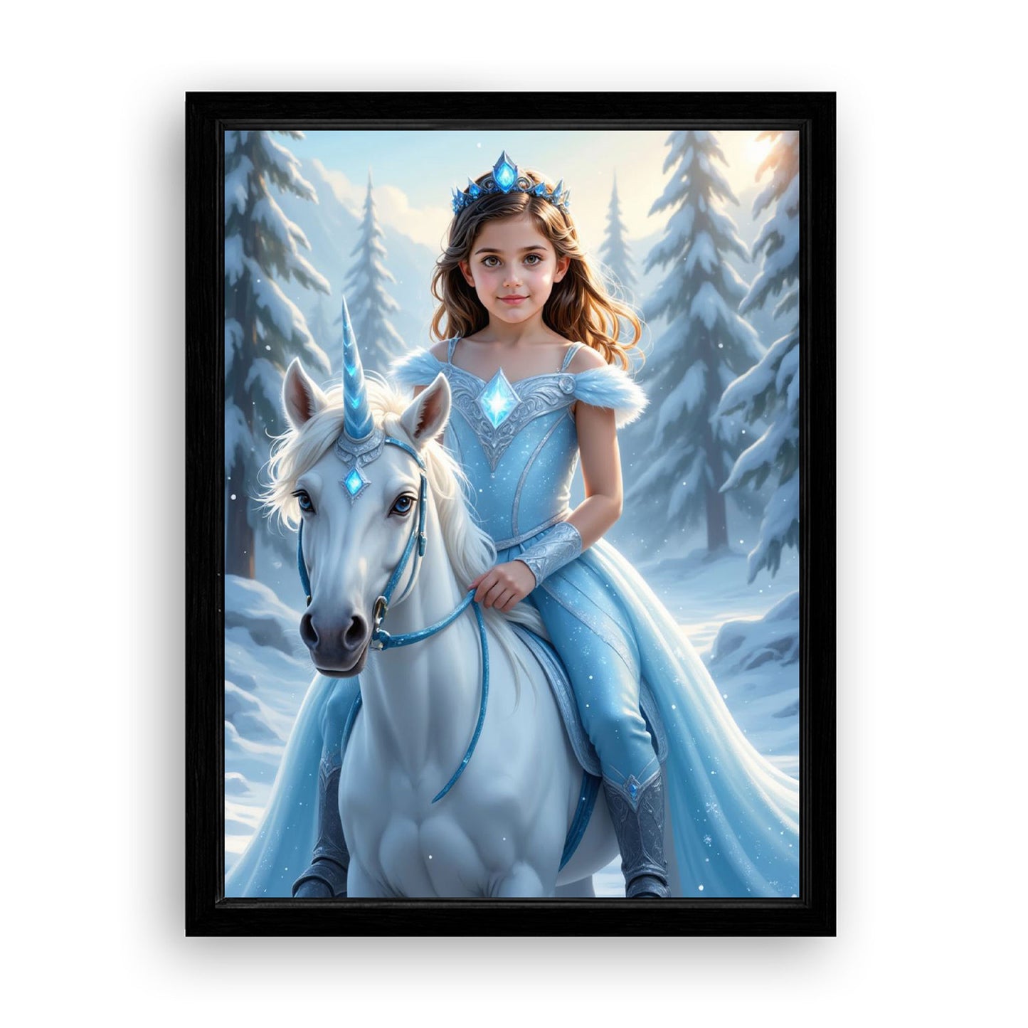 Save 40% When You Add A Frame To Your 12x16 'The Ice Unicorn Princess' Canvas Now