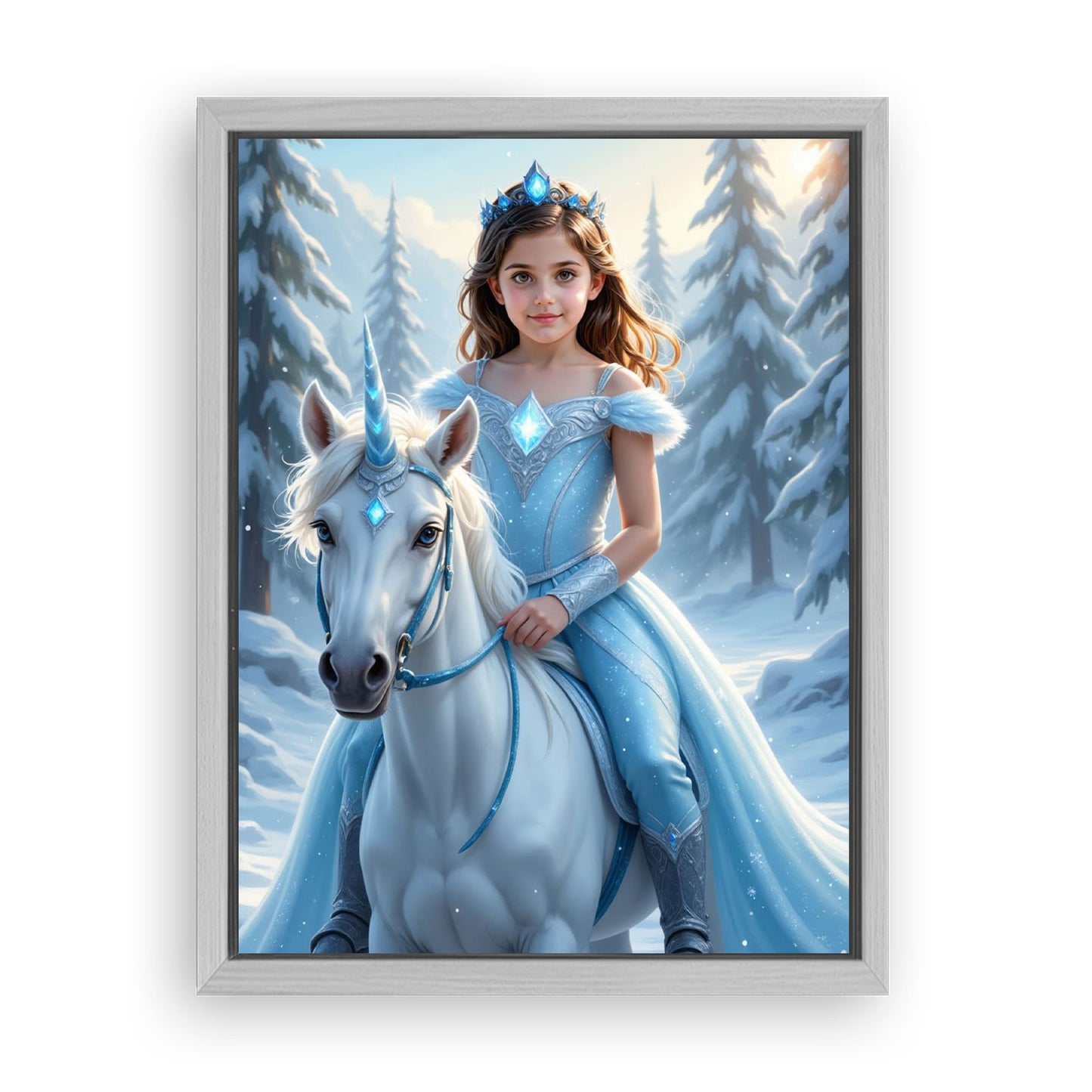 Save 40% When You Add A Frame To Your 12x16 'The Ice Unicorn Princess' Canvas Now