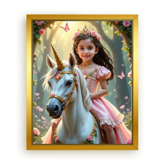 Save 40% When You Add A Frame To Your 10x08 'The Enchanted Unicorn Princess' Canvas Now