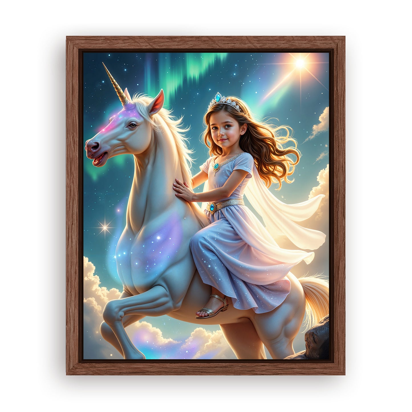 Save 33% When You Add A Frame To Your 16x20 'The Aurora Unicorn Princess' Canvas Now