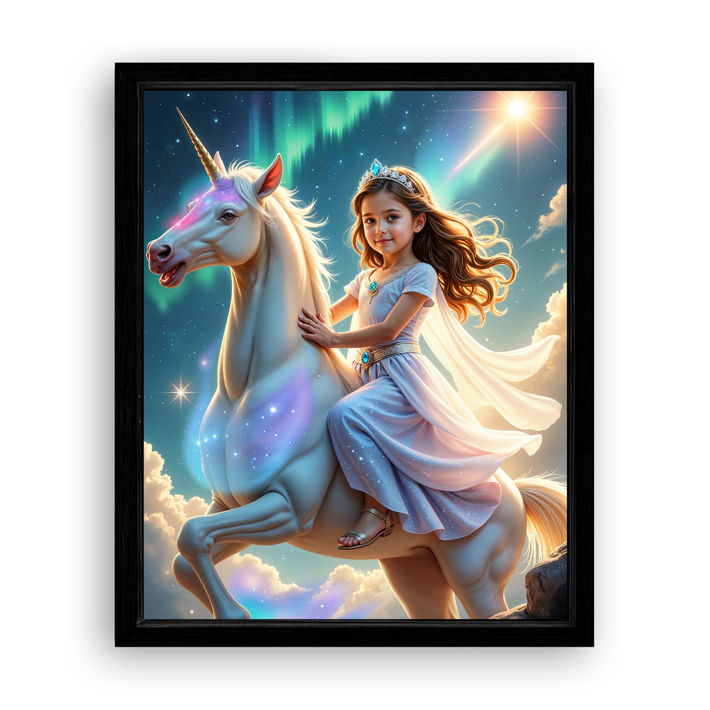 Save 33% When You Add A Frame To Your 16x20 'The Aurora Unicorn Princess' Canvas Now