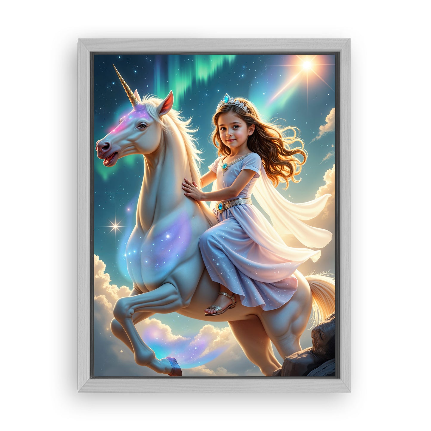 Save 40% When You Add A Frame To Your 12x16 'The Aurora Unicorn Princess' Canvas Now