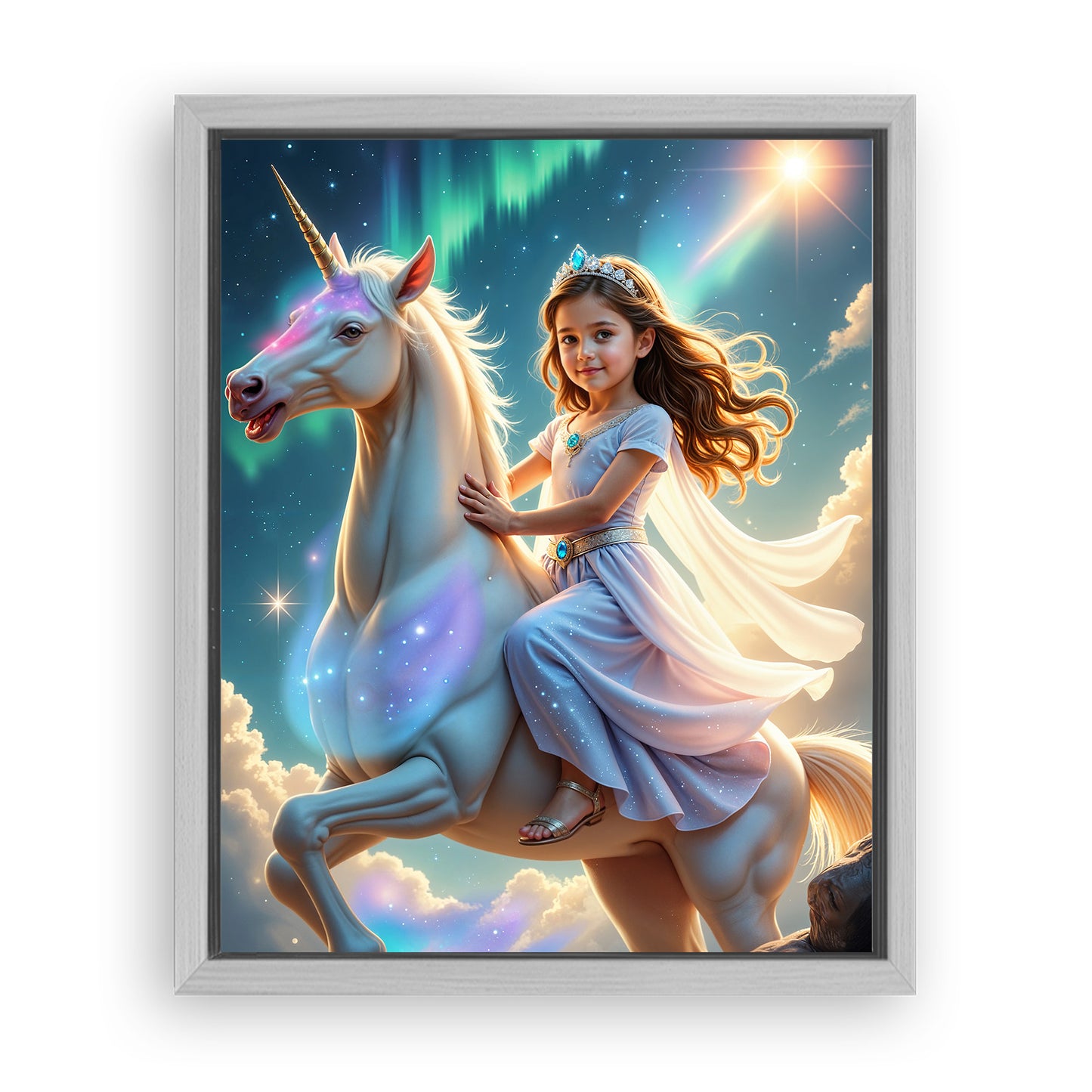 Save 33% When You Add A Frame To Your 16x20 'The Aurora Unicorn Princess' Canvas Now