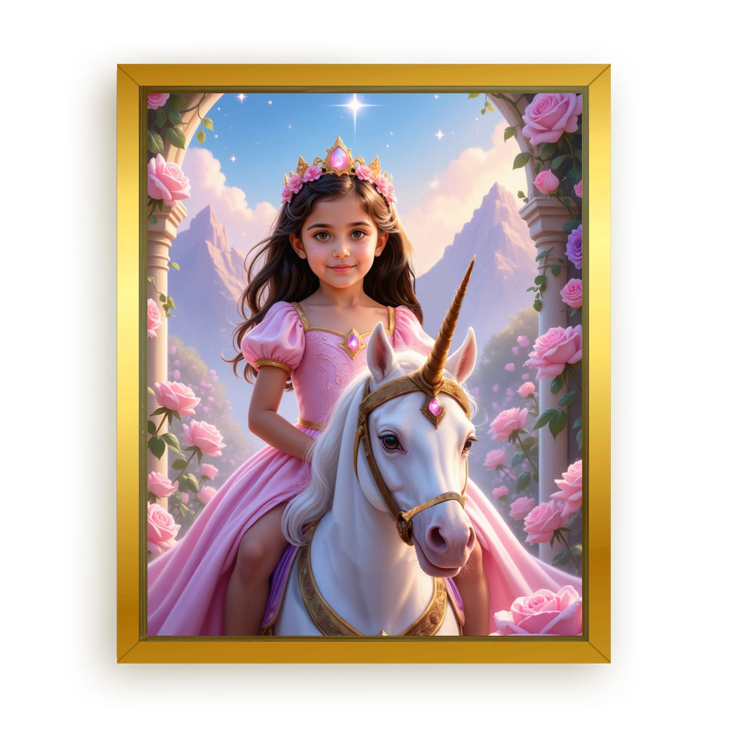 Save 33% When You Add A Frame To Your 10x08 'The Majestic Blossom Unicorn Princess' Canvas Now