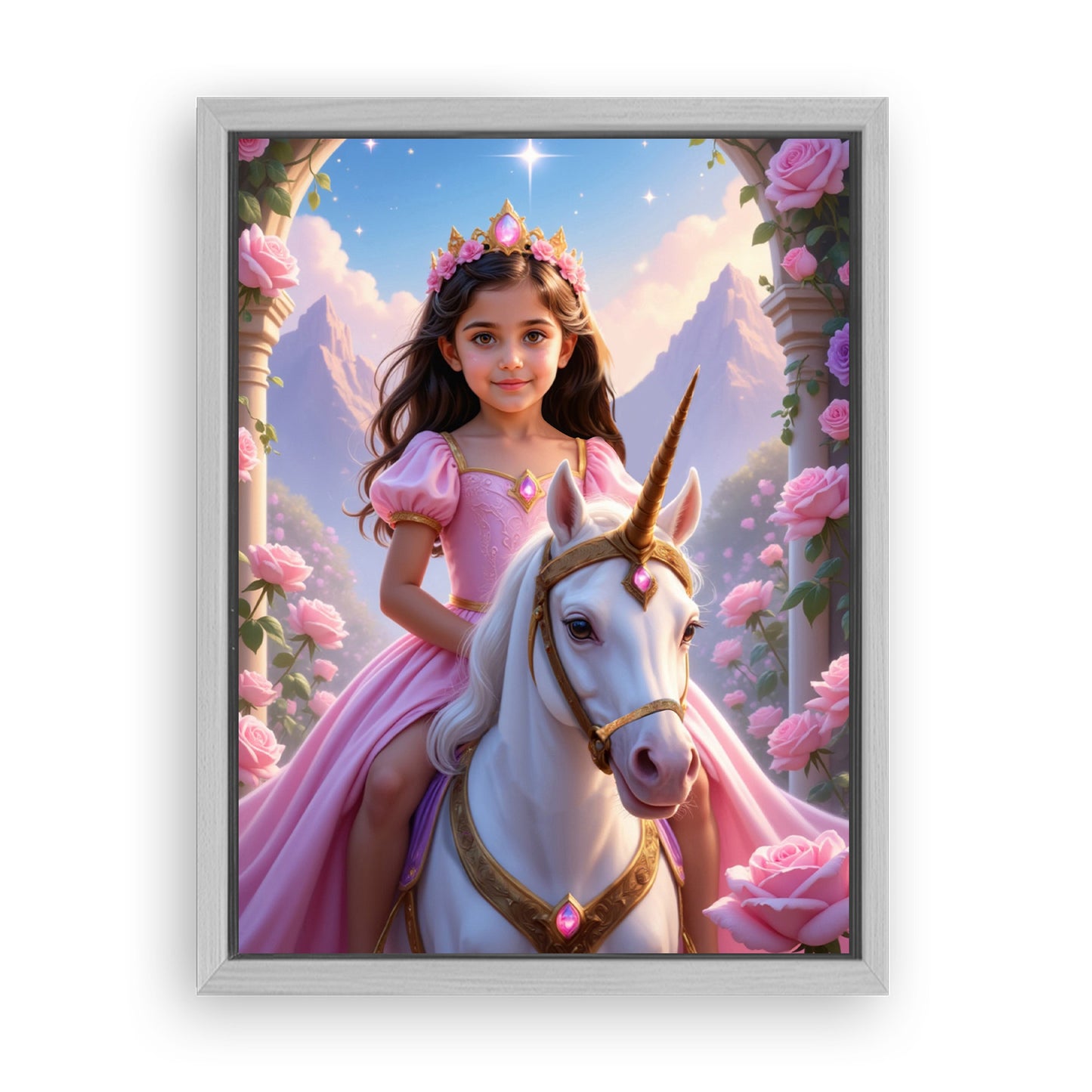 Save 33% When You Add A Frame To Your 18x24 'The Majestic Blossom Unicorn Princess' Canvas Now