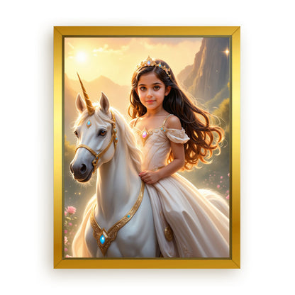 Save 33% When You Add A Frame To Your 12x16 'The Sunset Unicorn Princess' Canvas Now