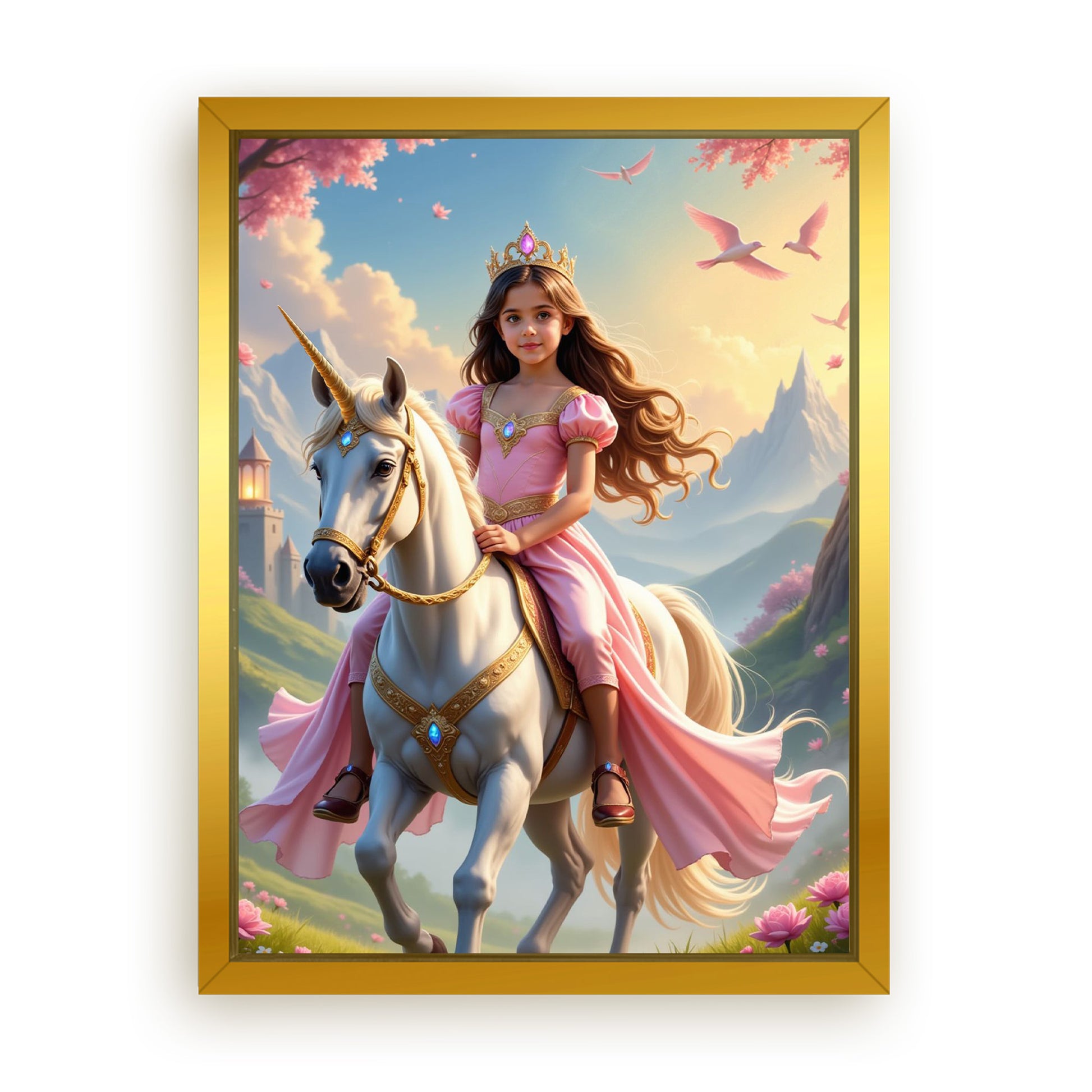Save 33% When You Add A Frame To Your 18x24 'The Pink Unicorn Princess' Canvas Now