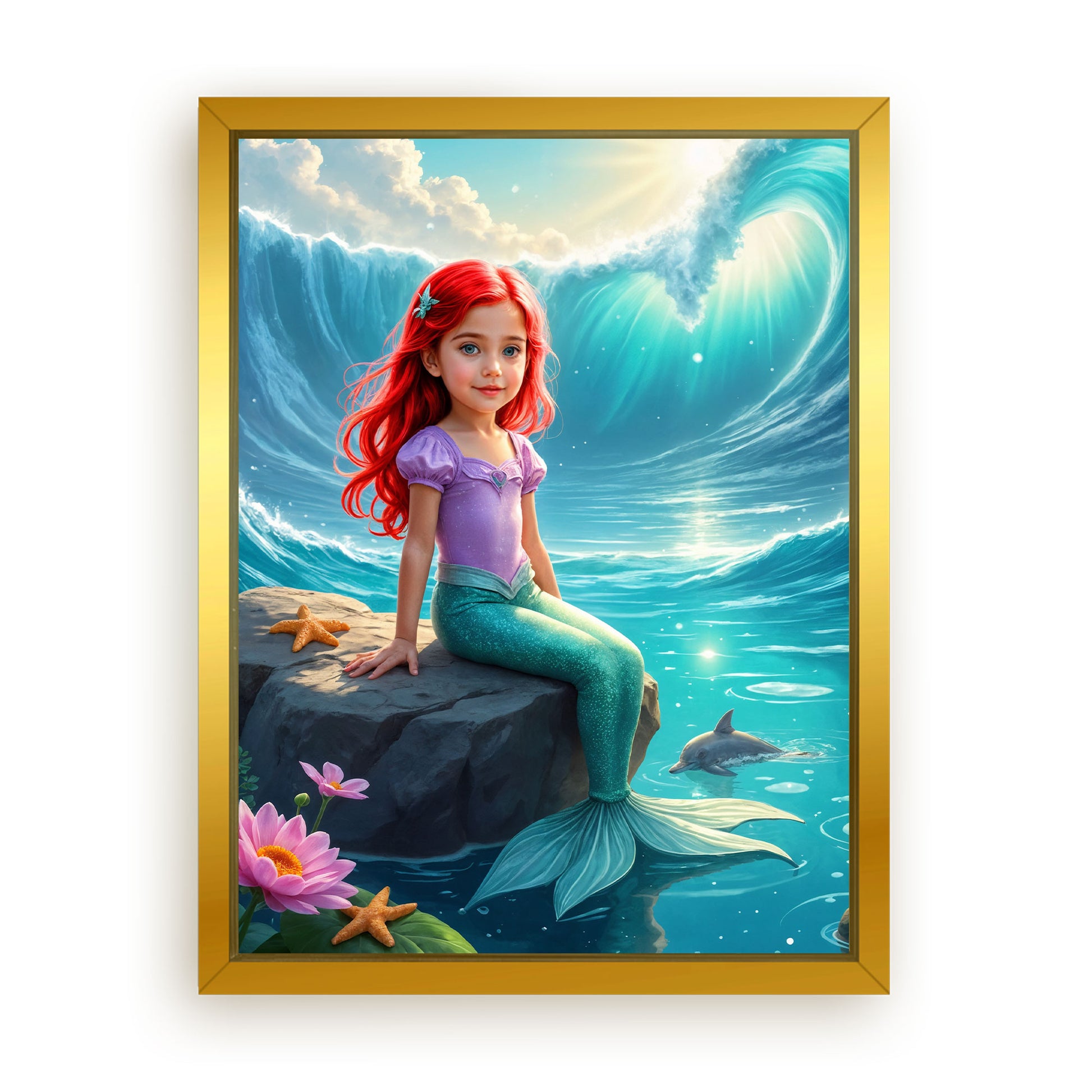 Save 33% When You Add A Frame To Your 18x24 'The Dolphin Princess' Canvas Now