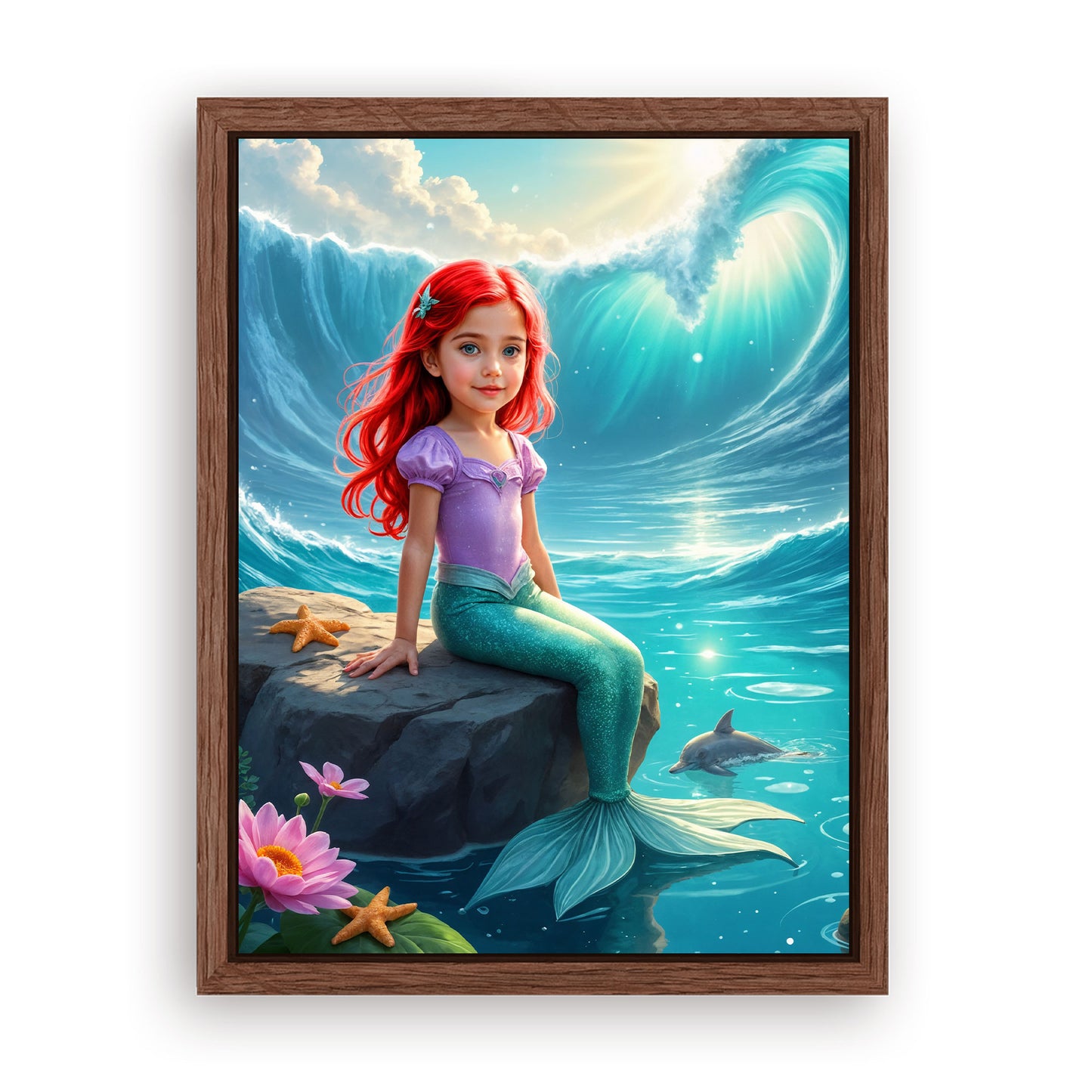 Save 33% When You Add A Frame To Your 18x24 'The Dolphin Princess' Canvas Now