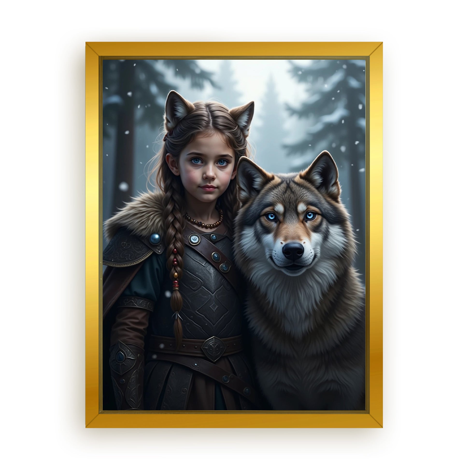 Save 33% When You Add A Frame To Your 18x24 'The Winter Huntress' Canvas Now