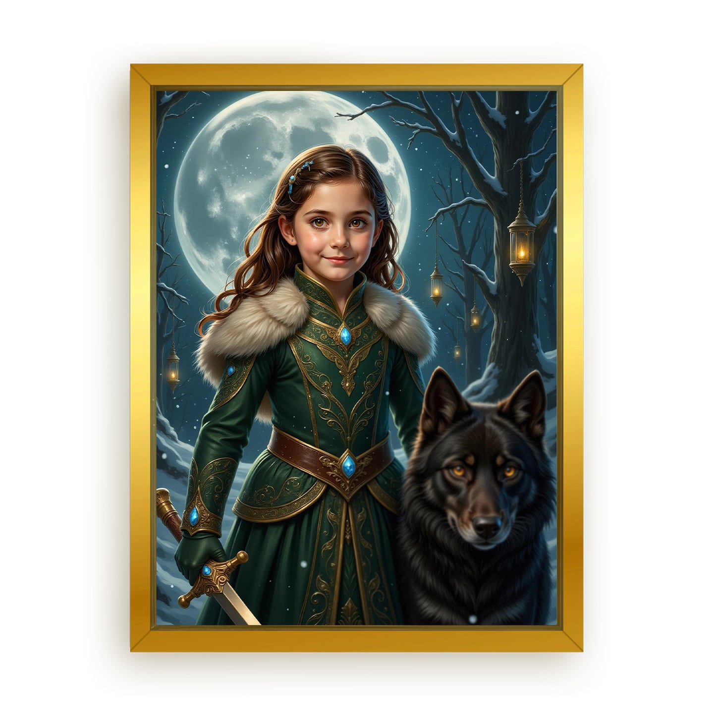 Make Your 18x24 Inches 'The Wolf Princess' Canvas Even More Special, Add a Beautiful Premium Frame & Make It Truly Gift-Ready!