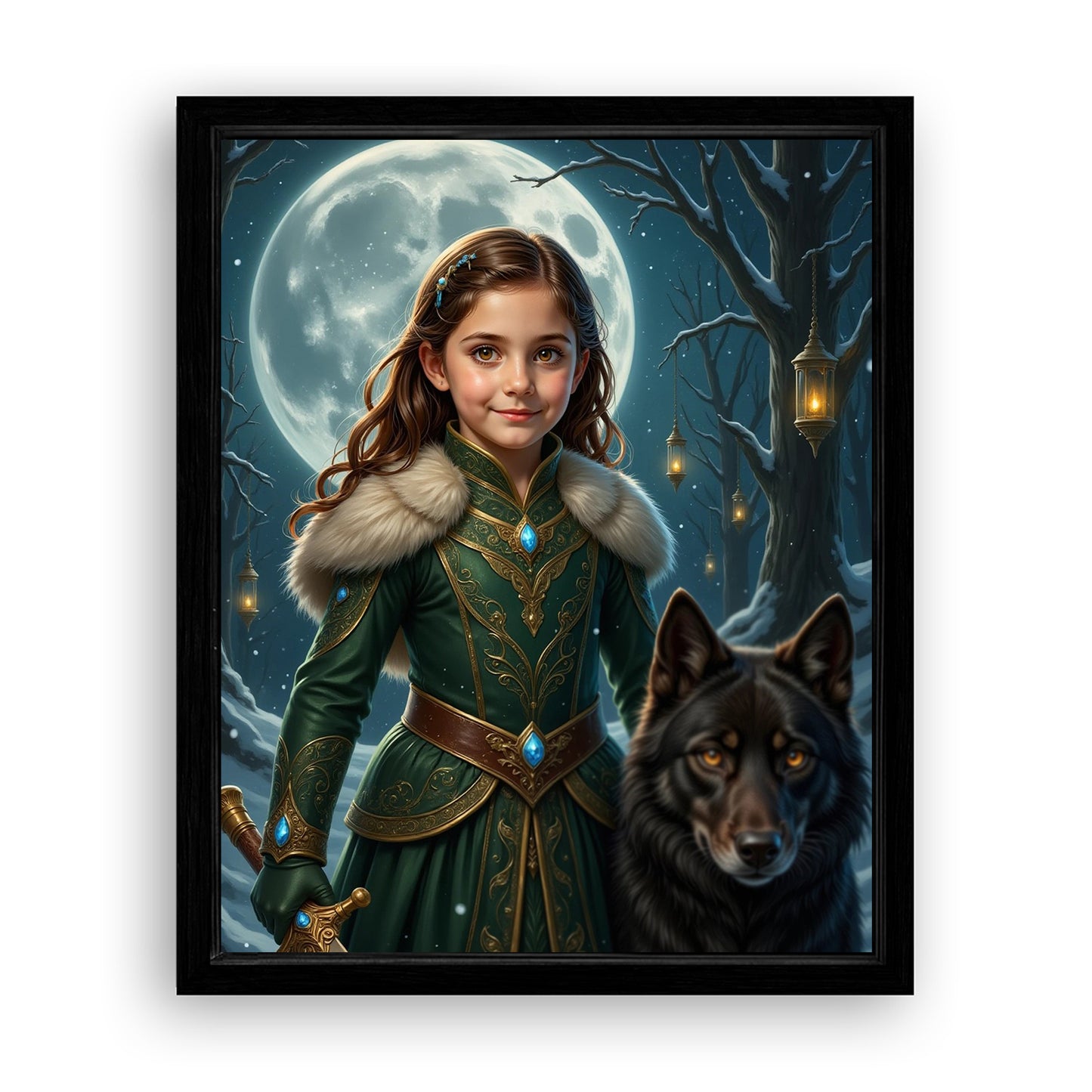 Make Your 16x20 Inches 'The Wolf Princess' Canvas Even More Special, Add a Beautiful Premium Frame & Make It Truly Gift-Ready!