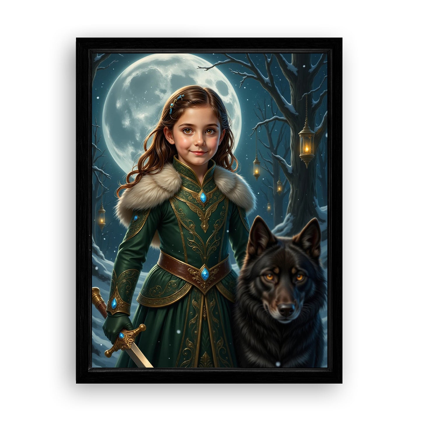 Make Your 18x24 Inches 'The Wolf Princess' Canvas Even More Special, Add a Beautiful Premium Frame & Make It Truly Gift-Ready!