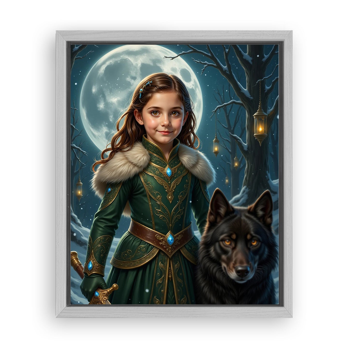 Make Your 10x08 Inches 'The Wolf Princess' Canvas Even More Special, Add a Beautiful Premium Frame & Make It Truly Gift-Ready!