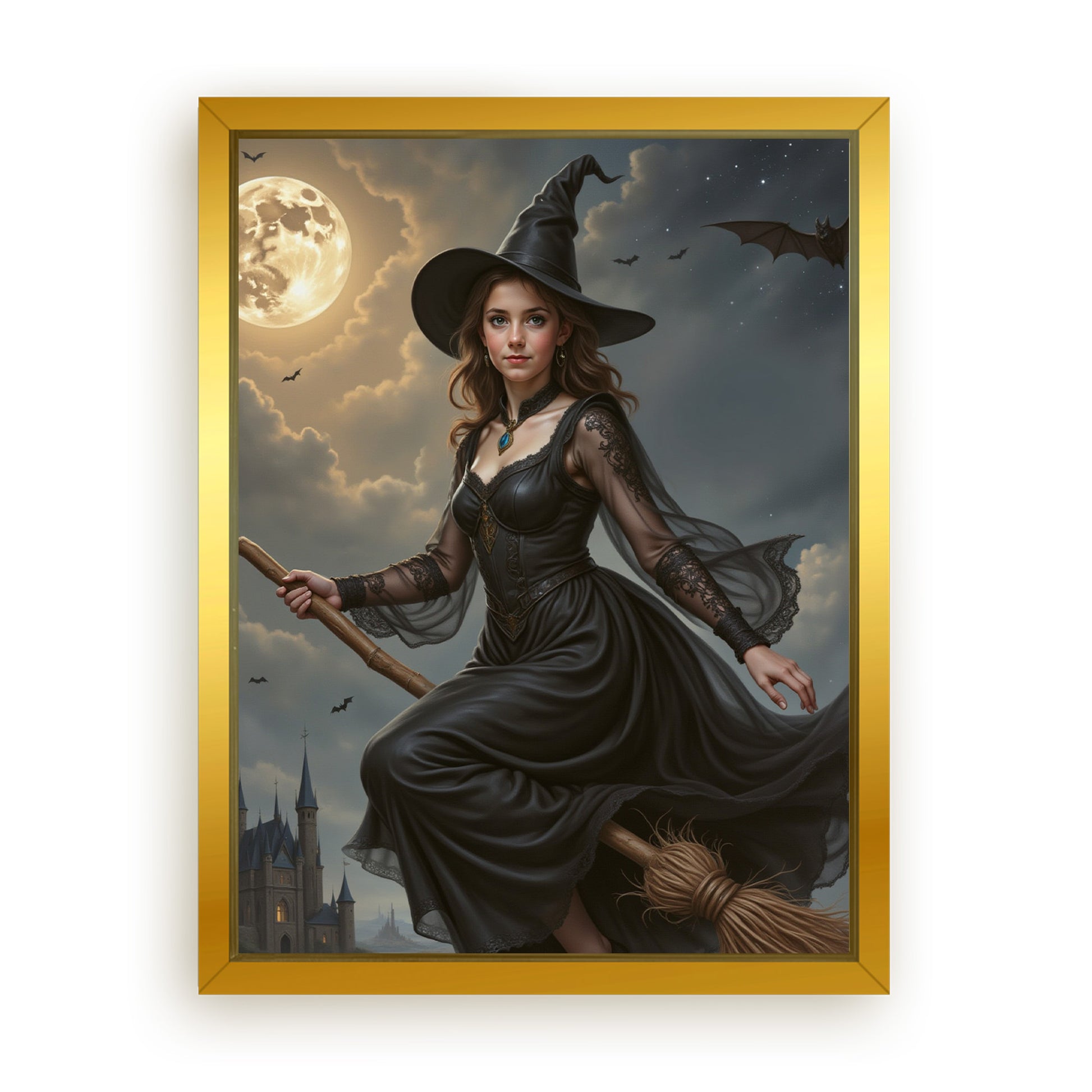 Save 33% When You Add A Frame To Your 12x16 'The Poised Witch' Canvas Now