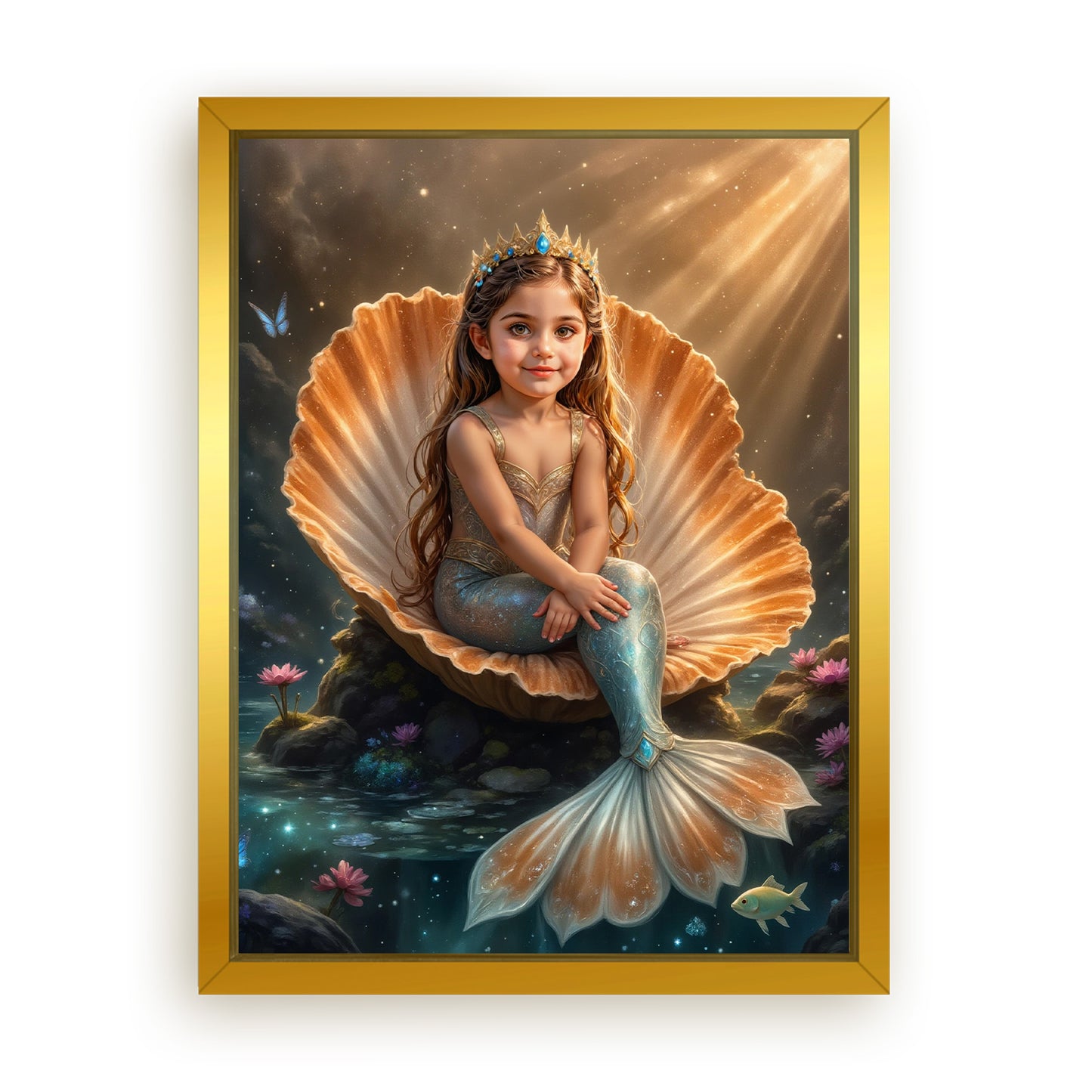 Save 33% When You Add A Frame To Your 12x16 'The Seashell Princess' Canvas Now