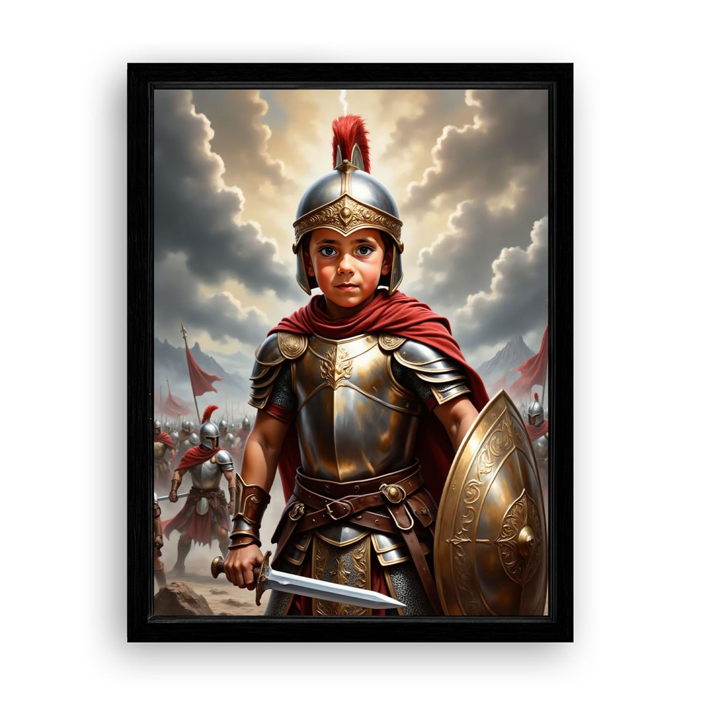 Save 33% When You Add A Frame To Your 12x16 'The Greek Spartan' Canvas Now